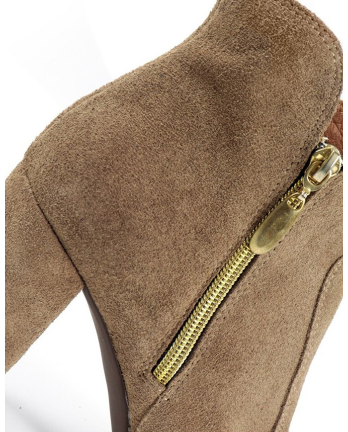 Women's Taupe Boots with Two Sides Ginova Clasps