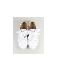 Women's Ginova White Sneakers With Lace Satin