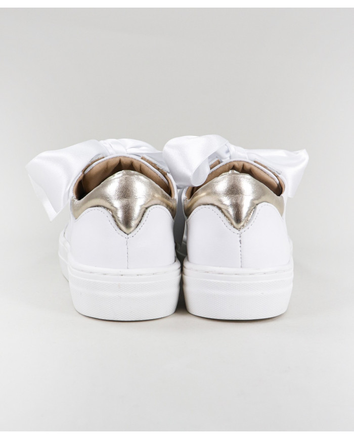Women's Ginova White Sneakers With Lace Satin