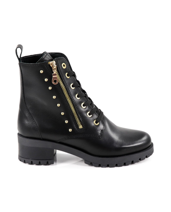 Women's Black Military Boots Ginova with Tachas