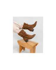 Botas Camel de Cano Alto Ginova com Fecho