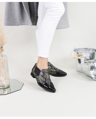 Botins de Senhora Ginova de Ponta Bicuda com Padrão