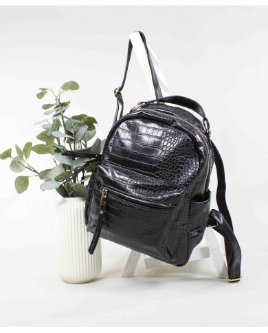 Ladies Black Backpack with Texture