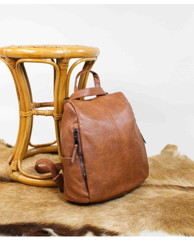 Mochila de damas en Camel con Trace de apertura