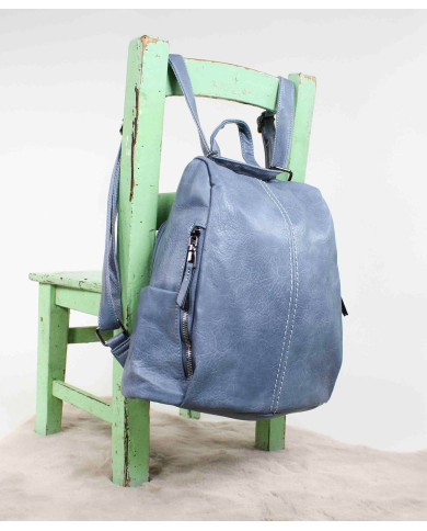 Mochila de Senhora em Azul com Abertura Traseira