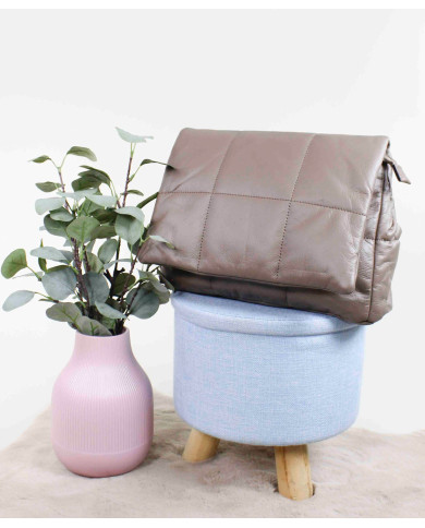 Chicas Taupe Bolsa con costuras