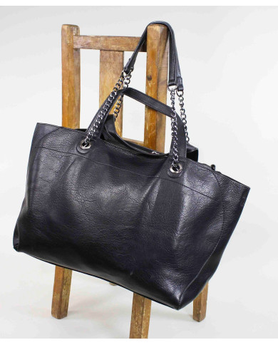 Mala Shopper Preta de Senhora com Bolsa Interior