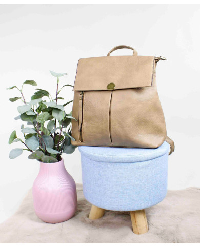 Ladies Taupe backpack with Metallic Pormenor