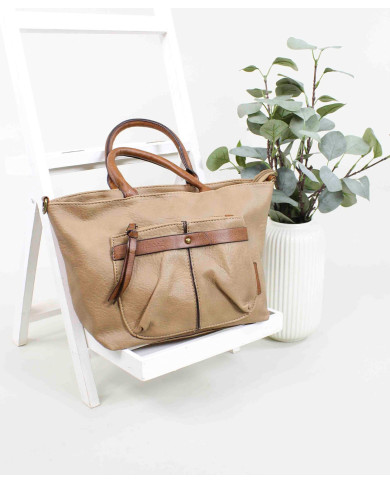 Mala Taupe de Senhora com Bolso Frontal