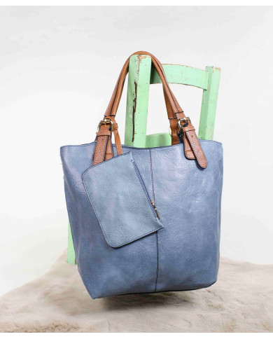 Bolsa de la señora azul con bolsa