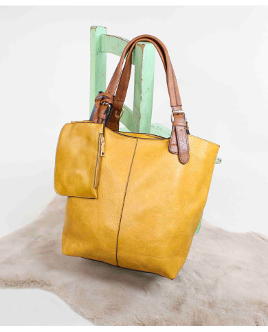 Mala Amarela de Senhora com Bolsa