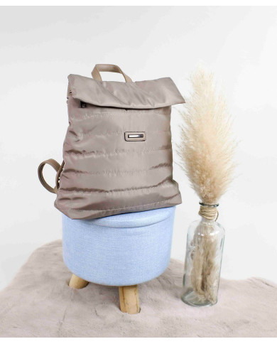 Mochila Taupe de Senhora com Textura Almofadada