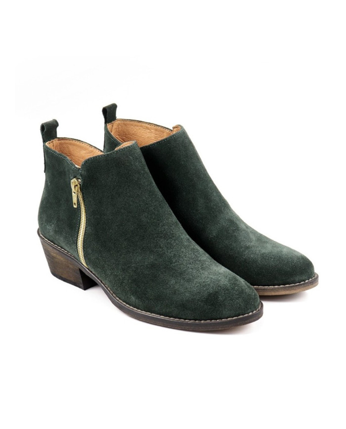 Botas de Senhora Verde com Fecho Dourado Ginova