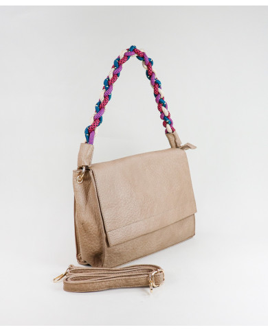 Mala Taupe de Senhora com Alça Colorida