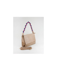 Ladies Taupe Bag with Colored Handle