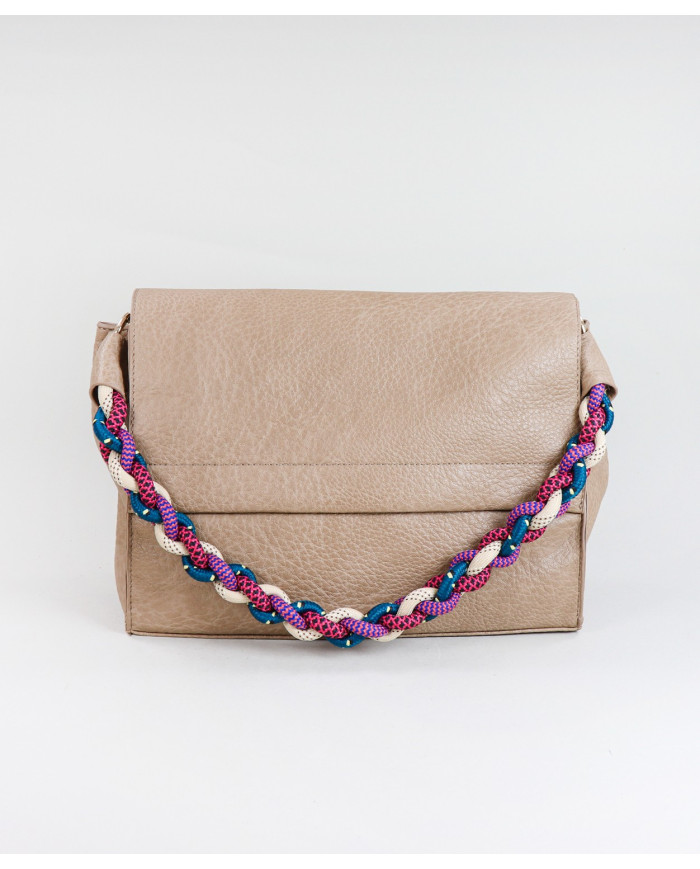Mala Taupe de Senhora com Alça Colorida