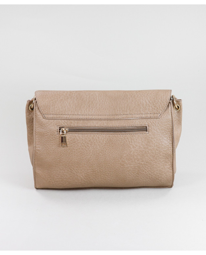Ladies Taupe Bag with Colored Handle
