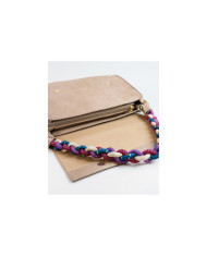 Ladies Taupe Bag with Colored Handle