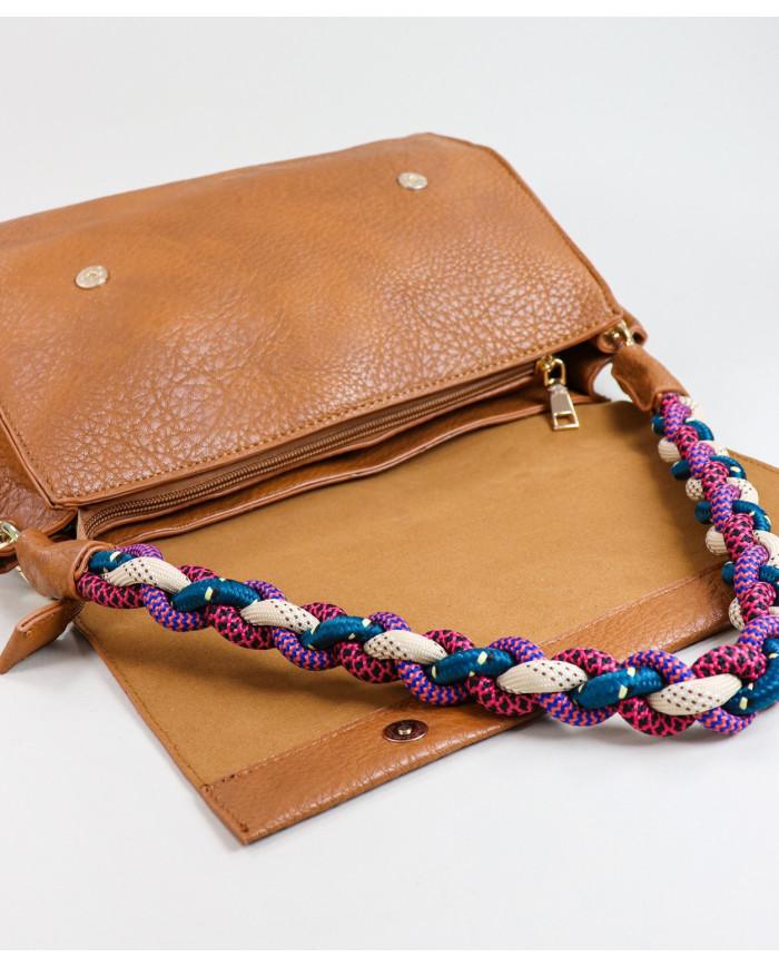 Lady Camel Bag with Colored Handle