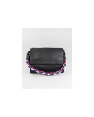 Bolsa de la señora negra con mango coloreado