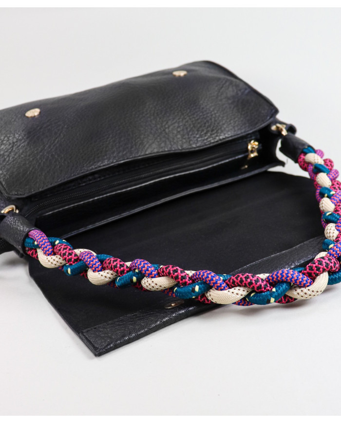 Bolsa de la señora negra con mango coloreado