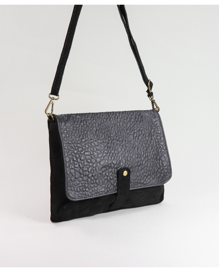 Maleta de cuero negro señora