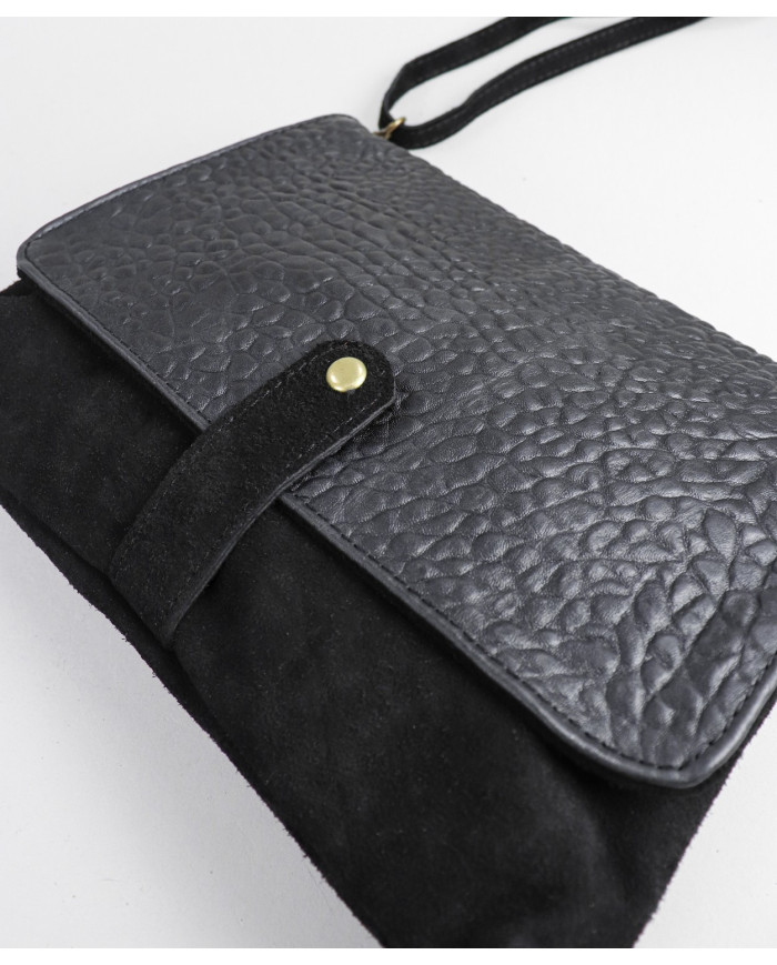 Maleta de cuero negro señora