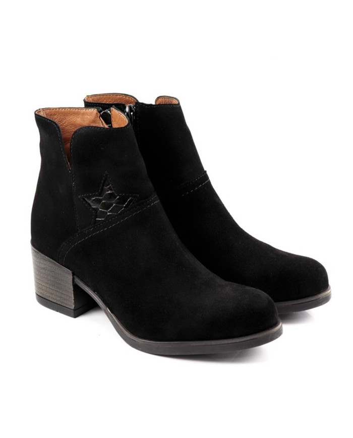 Botas de Senhora Pretas com Estrela em Verniz Ginova