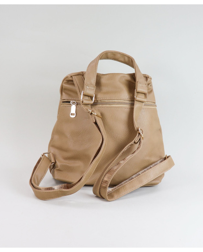 Taupe backpack with 2 Women's Front Closes