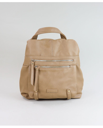 Taupe backpack with 2 Women's Front Closes