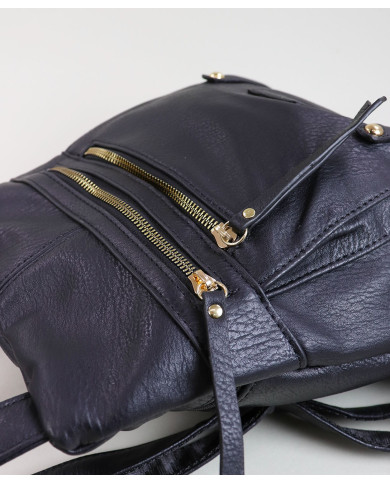 Mochila negra con 2 cierres delanteros de mujeres