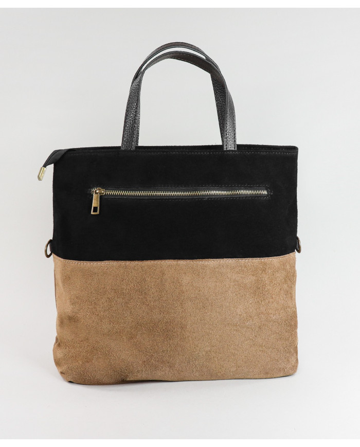 Mala Feminina de Pele em Dois Tons