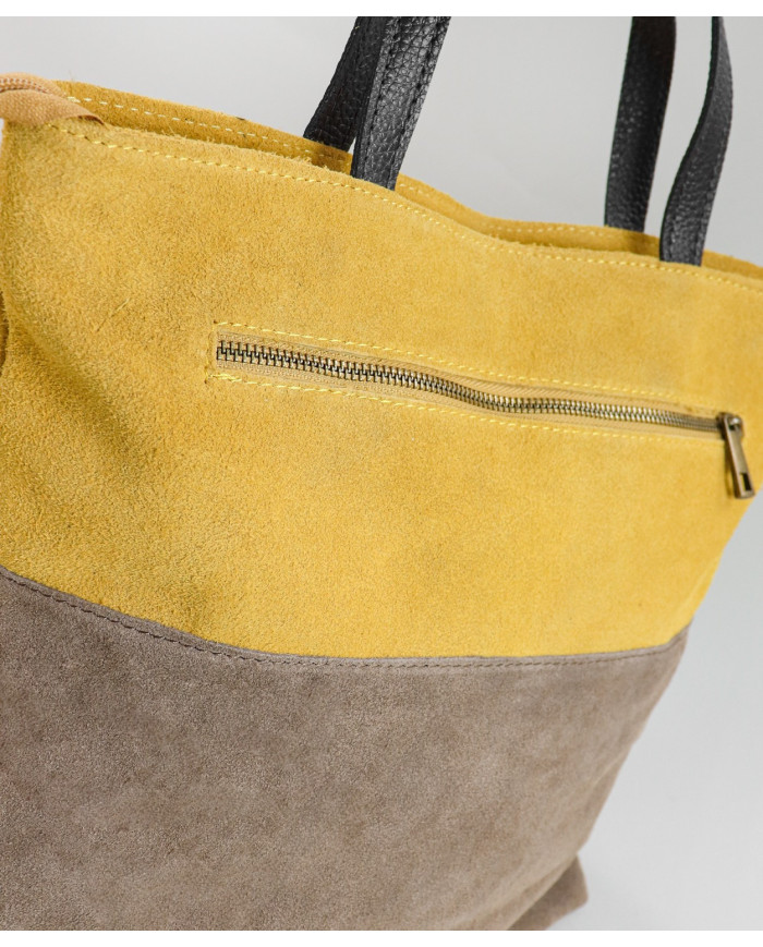 Mala Feminina de Pele em Dois Tons