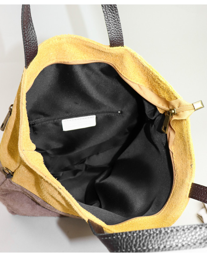 Women's Leather Bag in Two Tons