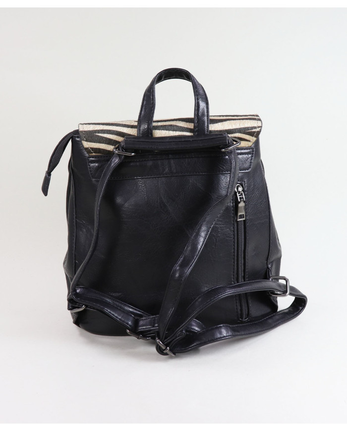 Mochila Preto de Senhora com Padrão Zebra