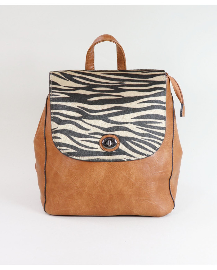 Mochila Camel de Senhora com Padrão Zebra