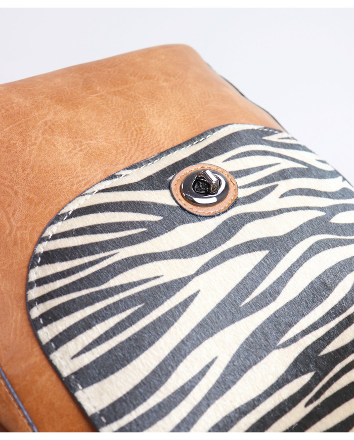 Damas Camel Mochila con Zebra Pattern