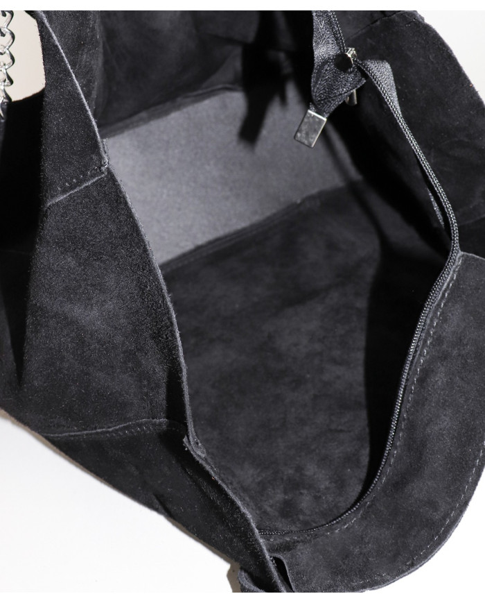 Mala Shopper Preta de Senhora de Pele