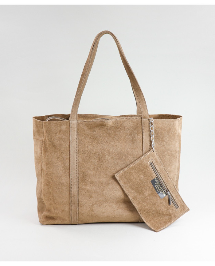 Mala Shopper Taupe de Senhora de Pele