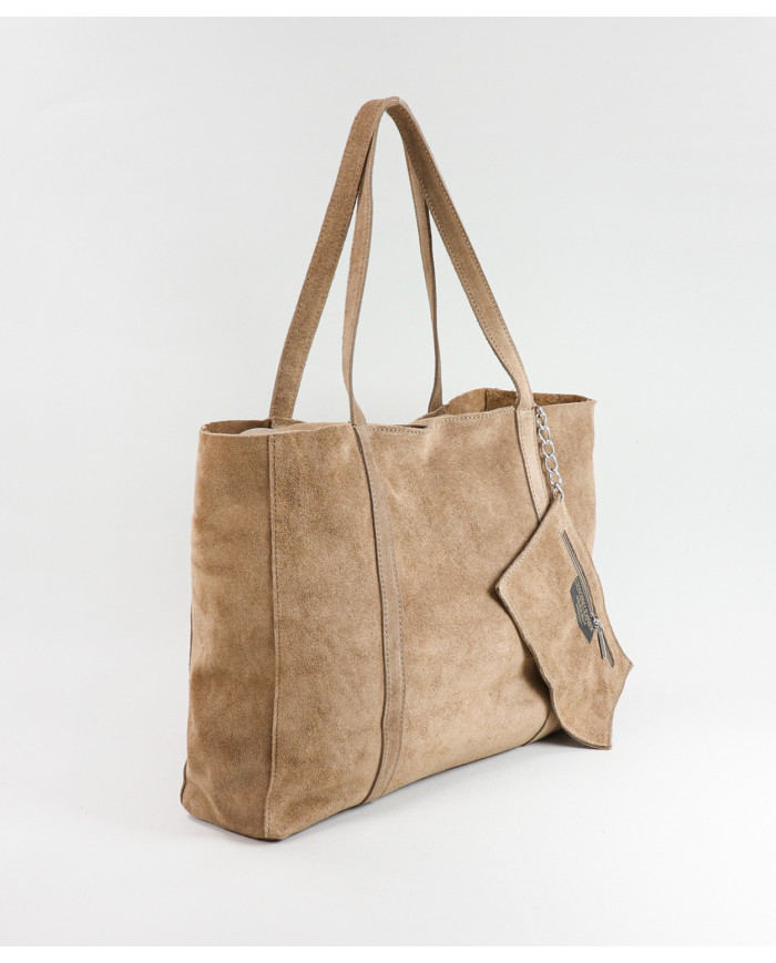 Mala Shopper Taupe de Senhora de Pele