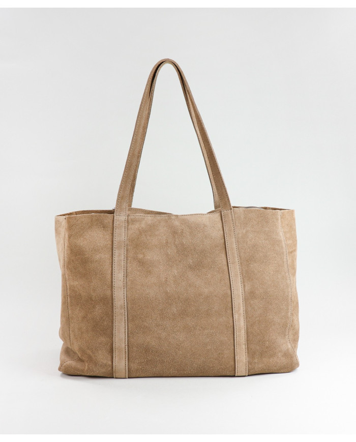 Mala Shopper Taupe de Senhora de Pele