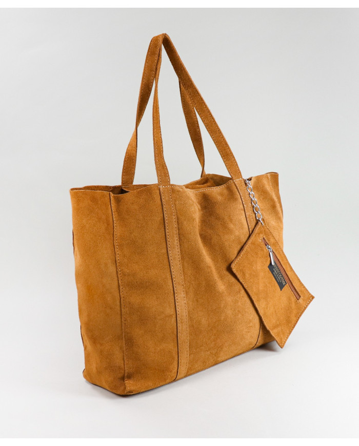 Mala Shopper Camel de Senhora de Pele