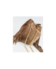 Mala Taupe com Corrente Dourada de Senhora