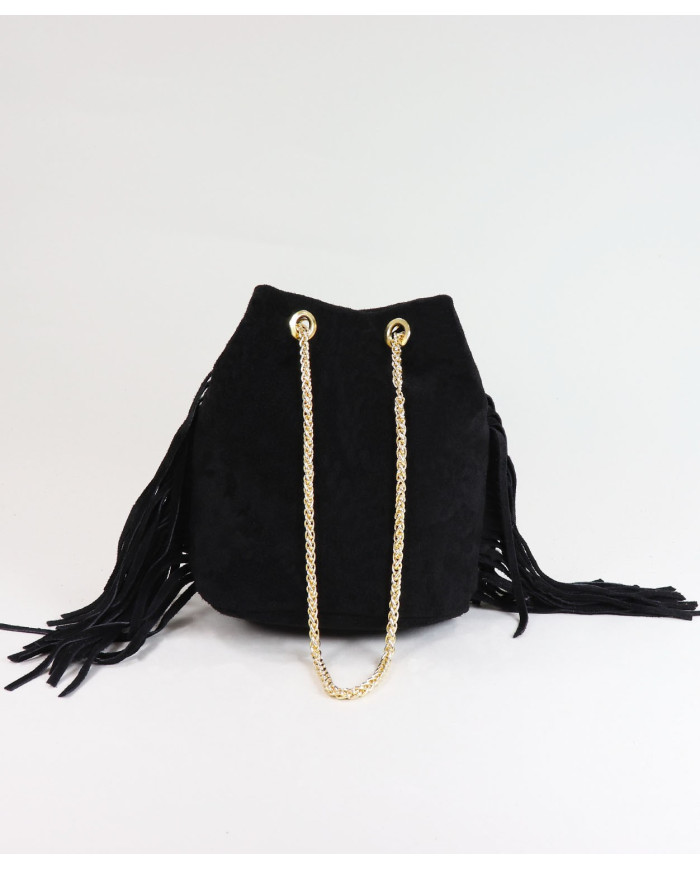 Mala Preta com Corrente Dourada de Senhora