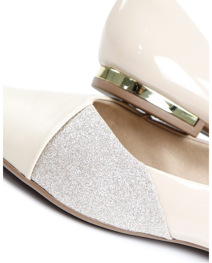 Sapatos de Senhora Ortopédico Baixo Bege com Glitter Piccadilly