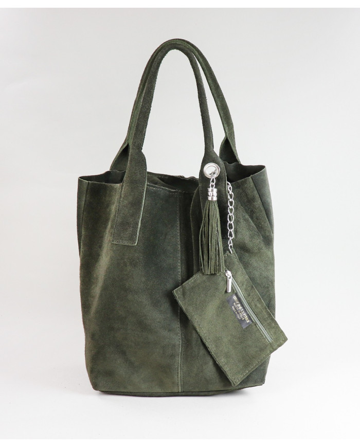 Bolsa en piel verde para la señora