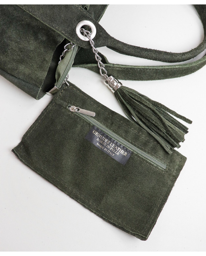 Bolsa en piel verde para la señora