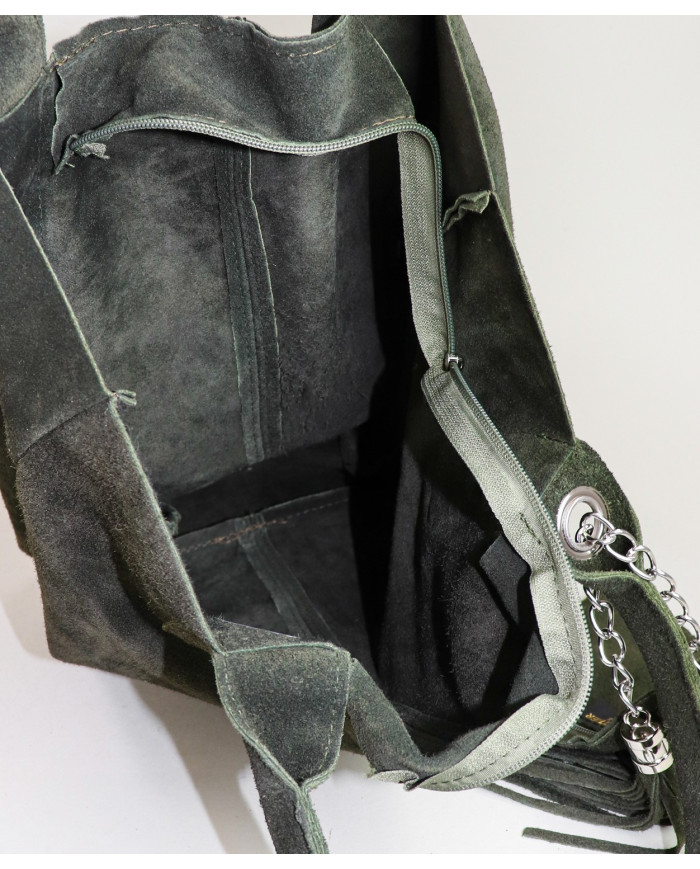 Bolsa en piel verde para la señora