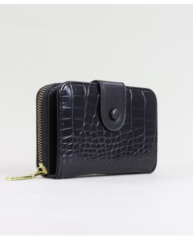 Women's Black Wallet with Seams