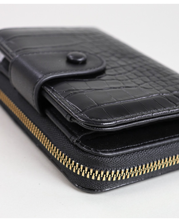 Women's Black Wallet with Seams